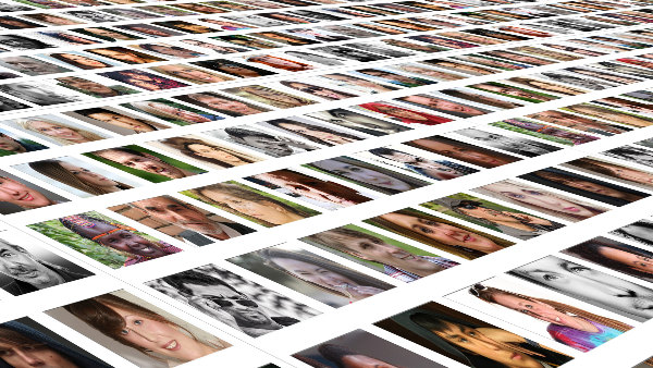 Sie sehen eine Fläche, auf der die Fotos vieler verschiedener Personen dargestellt werden.