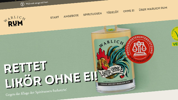 Sie sehen den „Likör ohne Ei“ auf einem Screenshot der Webseite des Anbieters.