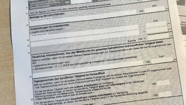 Sie sehen ein Formular für die Anlage N im Rahmen der Einkommensteuererklärung.