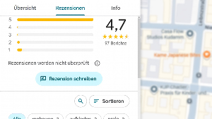 Sie sehen einen Ausschnitt des Resenzionen-Bereichs von Google-Maps.