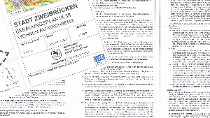 Sie sehen einen Ausschnitt aus dem amtlichen Bebauungsplan &bdquo;IX 38 Wohnen Am Kirchberg&ldquo; der Stadt Zweibrücken.